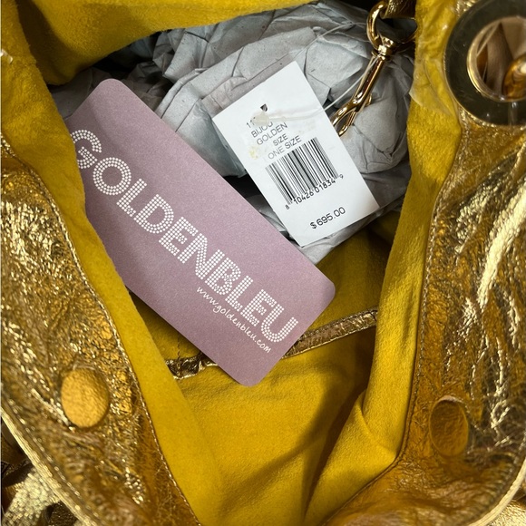 GOLDENBLEU Gold Genuine Leather Fringe Handbag - Picture 13 of 16